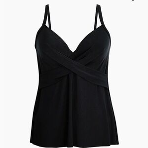 Miraclesuit Swim NEW Size 10 Rock Solid Allura Tankini Top in Black Mfg $118